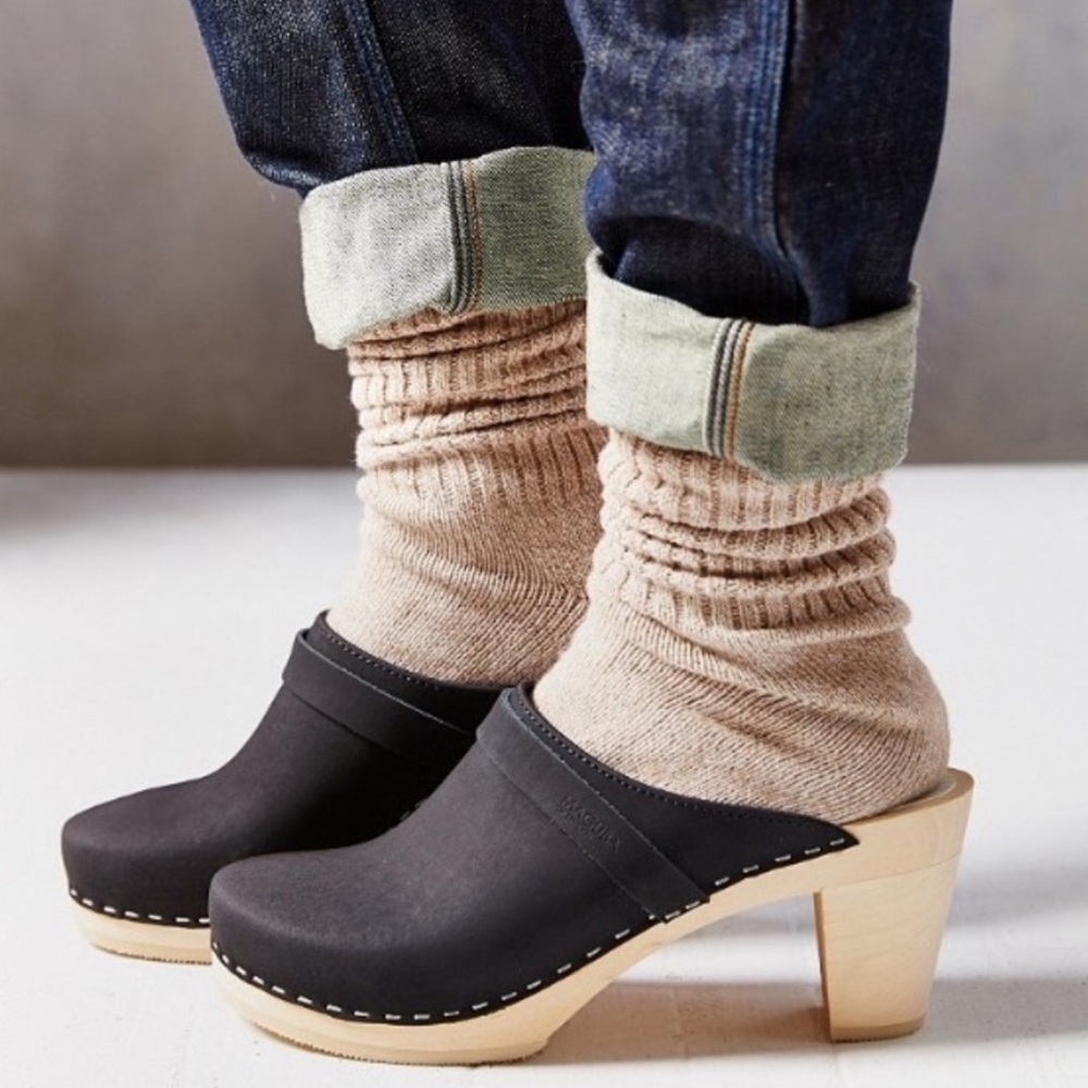 Anthropologie Maguba Stockholm Clogs Black Nubuck Suede Swedish Size 37